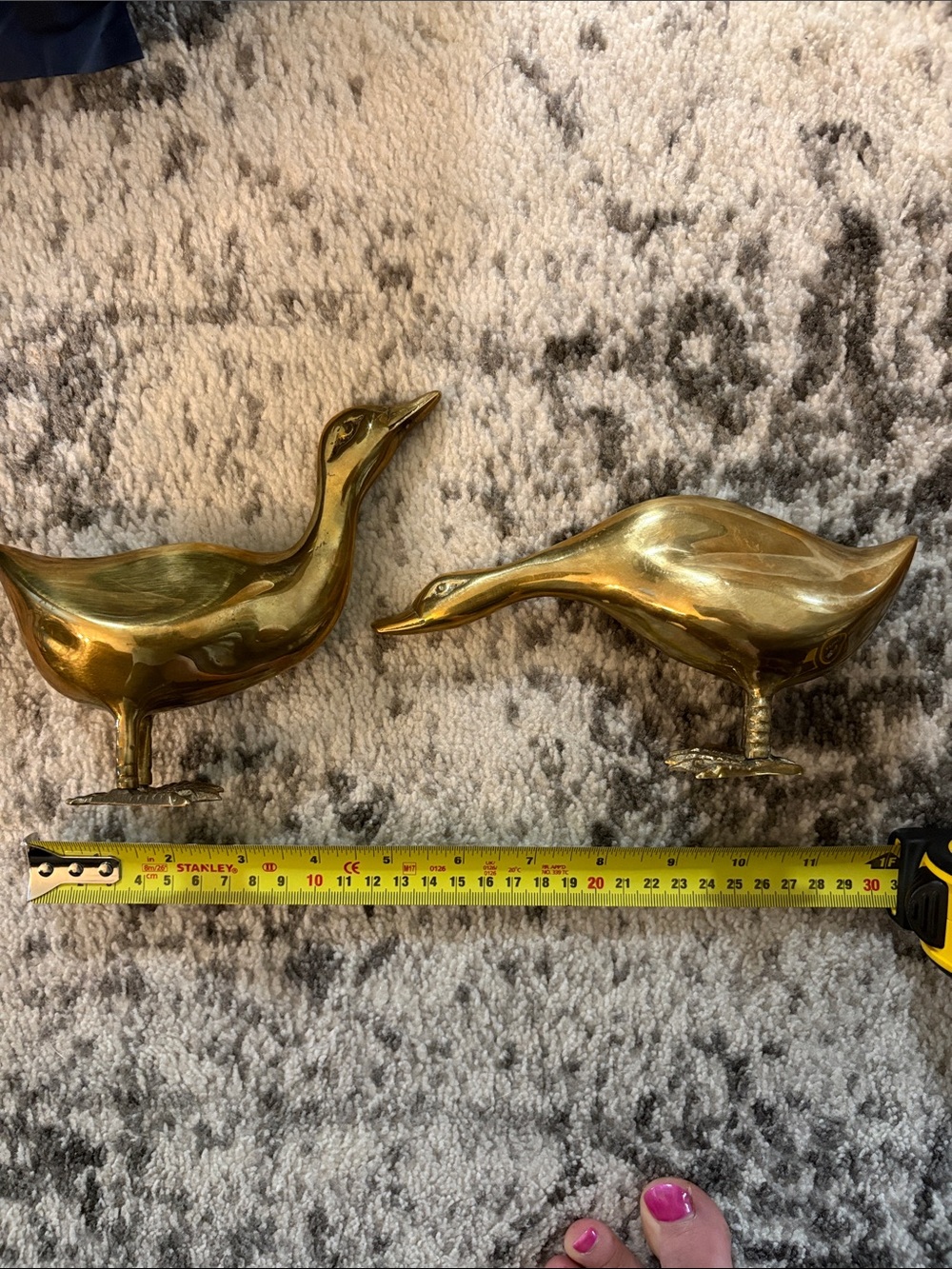 Vintage Brass Duck Accent Pair - Gold Finish